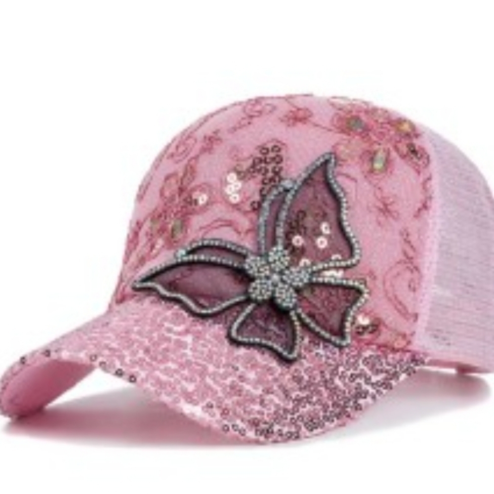💕▪️Pink Breathable Baseball Cap Women's Fashion Handcrafted 3D Butterfly